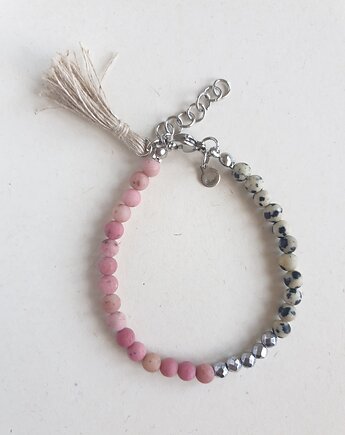 Bransoletka MULTI MIDI jaspis dalmatyński, rodonit, hematyt, modesign