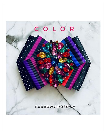 Brosza z kolekcji COLOR  z kolorowym kryształem, Pudrowy Różowy