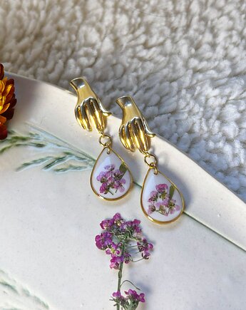 Piękne artystyczne kolczyki z kwiatami, Blask Natury