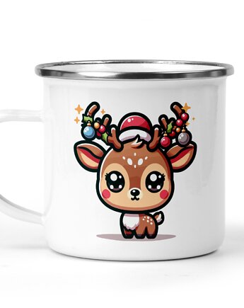 Świąteczny kubek metalowy słodki renifer, Kreatywny Warsztat