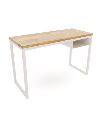 Biurko industrialne loft stal drewno Fiemme białe 120cm x 50cm dąb, HOGGA