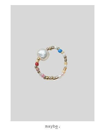Mx&Mch pierścionek elastyczny z perłą, MAYBEJWLR
