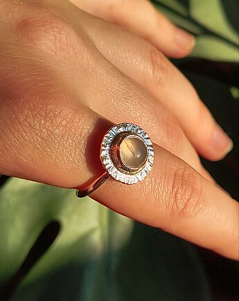 Pierścionek ROSE Kwarc Różowy kamień miłości regilowany, srebro 925