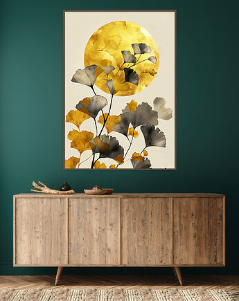 Miłorząb - Plakat, druk - Chiński Orient, Harmonia Zen, Roślinny #57, Black Sapphire Art