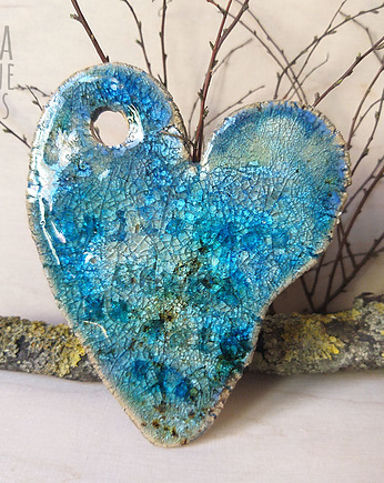 Spękane ceramiczne serce  - zawieszka, dekoracja, Bea Fine Arts