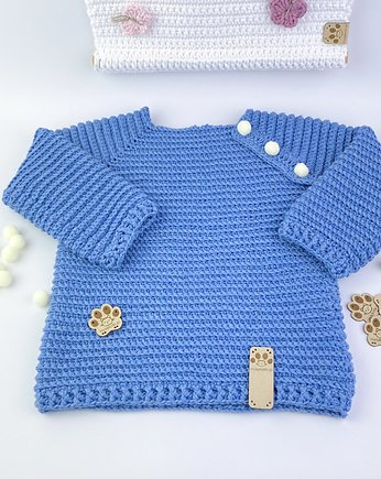 Niebieski sweterek na 6 m-cy, OSOBY - Prezent dla noworodka