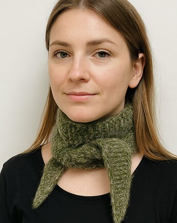 Ręcznie robiony ciepły szalik apaszka w stylu skandynawskim alpaka i jedwab, splotomaniaa