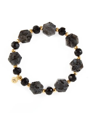 Bransoletka z eleganckim Labradorytem - ochrona i moc - Wersja Pozłacana, Kulka Bransoletki