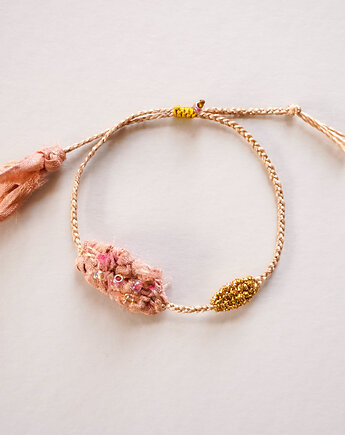 Unikatowa, tkana bransoletka z jedwabiem, Słońcem Tkane