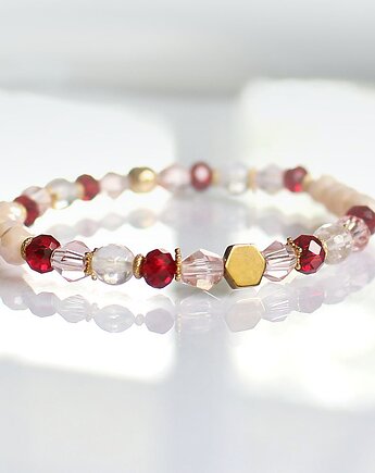 Filigranowa 14,5 cm - na Miłość - kwarc różowy, rubin, hematyt, KEIT