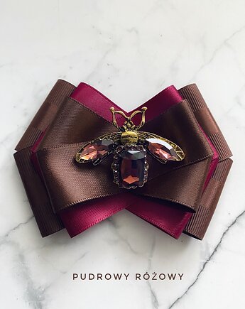 Brosza z cudnym Owadem z kryształków w kolorze wina New Jesień, Pudrowy Różowy