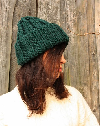 Czapka beanie leśna zieleń, Mademoiselle Patrini