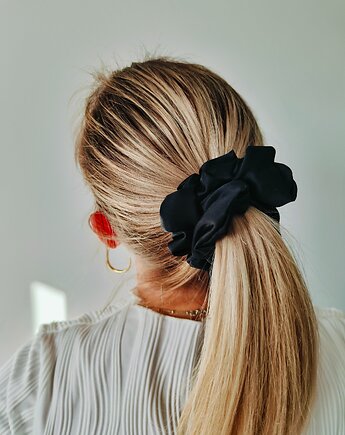 Gumka jedwabna, scrunchie, frotka black orchid MAXI, Capillum