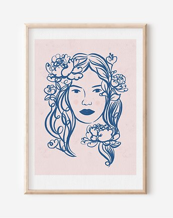 Plakat  botaniczny - DZIEWCZYNA Z PIWONIAMI, Mint In Paper