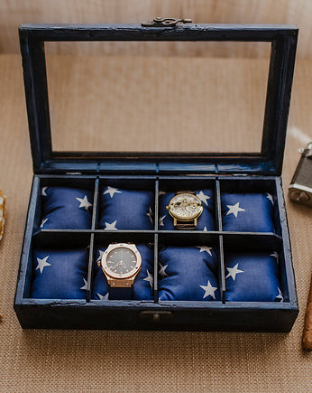 Drewniane pudełko na zegarki, OSOBY - Prezent dla dziadka