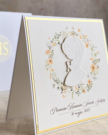 Kartka na komunię z ozdobną kopertą, 76d, Anna Art and Crafts