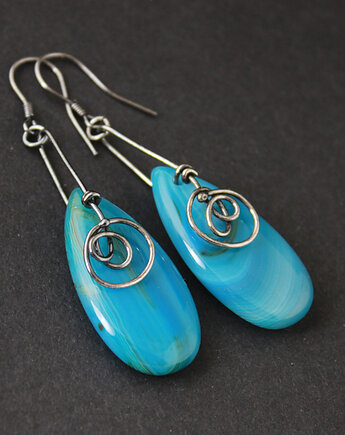 Kolczyki Nia z agatami - oksydowane srebro, Anna Mroczek