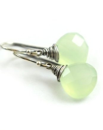 Chalcedon seledynowy w srebrze - kolczyki, Sunflower Kornelia Kubinowska