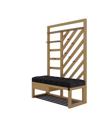 Ławka Szafka Pufa Pikowane Siedzisko Czarny Wieszak LPP-123, EMRA WOOD DESIGN