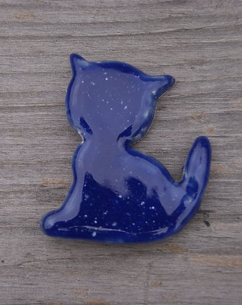 Ceramiczny magnes kot niebieski, Gliniana Koniczynka