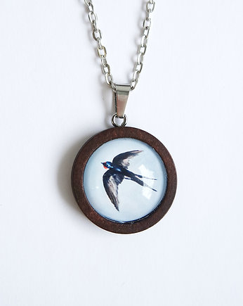 Drewniany naszyjnik - Jaskółka, yenoo