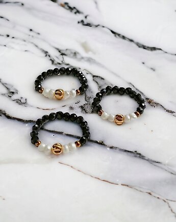 Pierścionek :: turmalin, perły, kaktusia