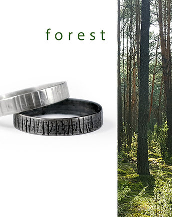 Leśne obrączki FOREST - srebro fakturowane, COCONUT