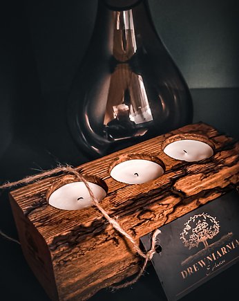 Karkonoskie Pioruny - drewniany świecznik (tealight) Lichtenberg Fractal, Drewniarnia Exclusive