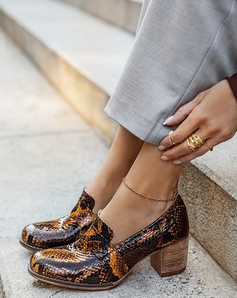 SKÓRZANE PÓŁBUTY ZAPATO 250  KOLOROWY WĄŻ, Zapato