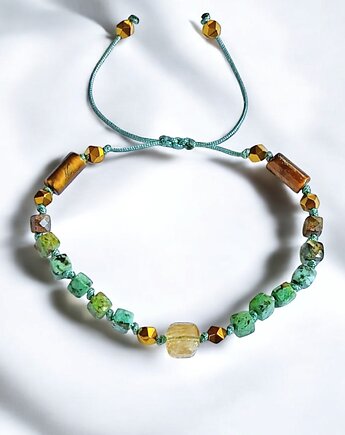 SUKCES - amulet - turkus, cytryn, tygrysie oko, hematyt