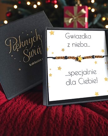 Świąteczna bransoletka - pomysł na prezent - świąteczne pudełko - glam, kaktusia