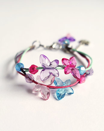 Bransoletka - Kolorowe motyle 3 - sznureczki, yenoo