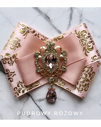 Brosza  w stylu glamour z kryształkiem   NEW, Pudrowy Różowy