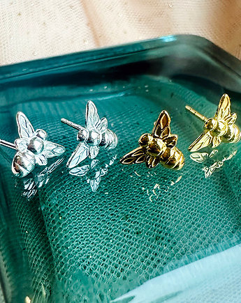 Kolczyki  pszczółki , złote pszczoły, srebro, Anemon Atelier