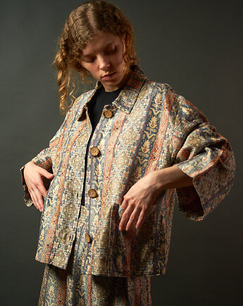 Żakiet żakardowy zapinany na guziki kokosowe, soie star