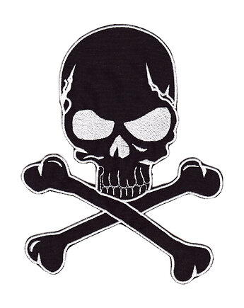 Naszywka naprasowanka CZASZKA CZARNA termo haft 20x15,5cm duża, Wyszywane