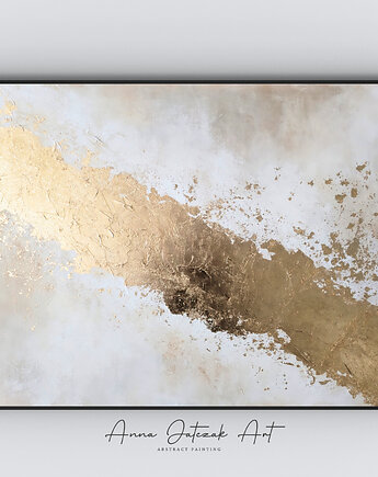 ZŁOTY PYŁ Abstrakcyjny obraz malowany ręcznie 100x70cm, Anna Jatczak Art