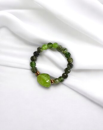 Pierścionek : nefryt, oliwin, kaktusia