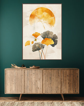 Miłorząb - Plakat, druk - Chiński Orient, Harmonia Zen, Roślinny #41, Black Sapphire Art