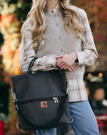 Plecak / torba 2 w 1 z  nubuku  ciemny brąz, Karolina Audycka