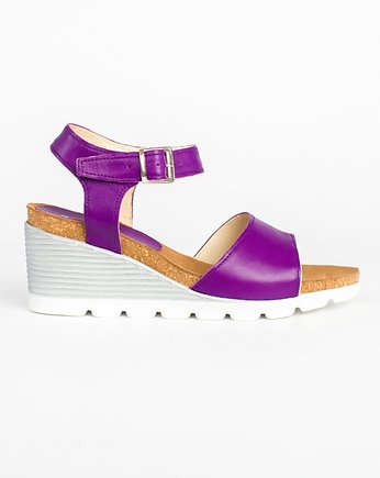SANDAŁKI - SKÓRA NATURALNA - MODEL 346 - KOLOR FIOLETOWY LICO, Zapato