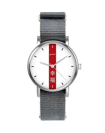 Zegarek  mały - Szczęście - nylonowy, szary, yenoo