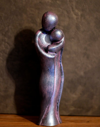 Rzeźba z gipsu, figurka para zakochanych, niebiesko-fioletowa, 14,8 cm, JBJart Justyna Jaszke