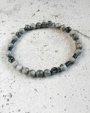 Męska bransoletka Czaszki -  Jaspis Hematyt, Gleeme Jewellery