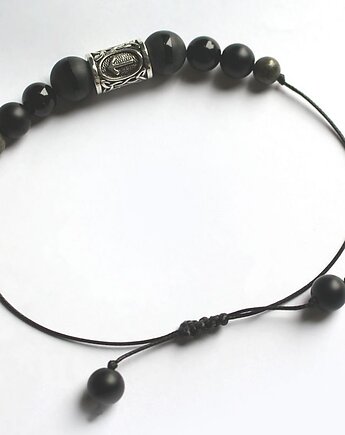 Ochronna męska energia - runa Tiwaz, onyks, czarny turmalin, piryt, KEIT