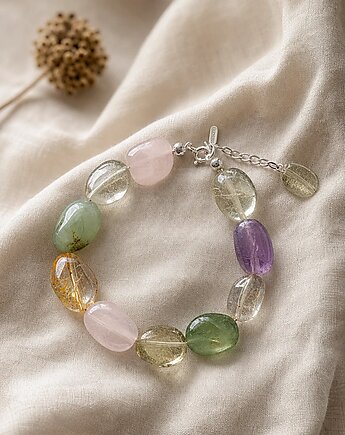 Bransoletka Rainbow Smooth, gładki fluoryt naturalny, Velucci