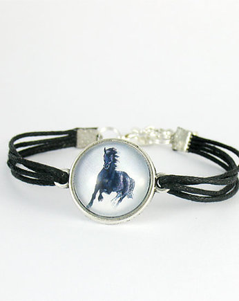 Bransoletka - Czarny koń - czarna, sznurki, yenoo