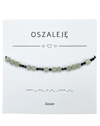 Oszaleję  Bransoletka z alfabetem Morse Awenturyn i Obsydian, karolina kosior