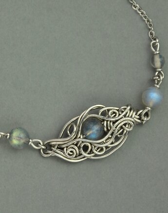 Bransoletka regulowana labradoryt wire wrapping, Agata Rozanska