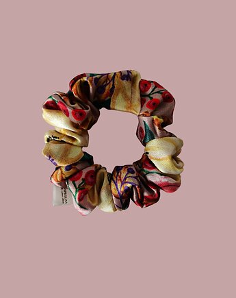 Gumka jedwabna, scrunchie, frotka jesienne kwiaty MIDI, Capillum